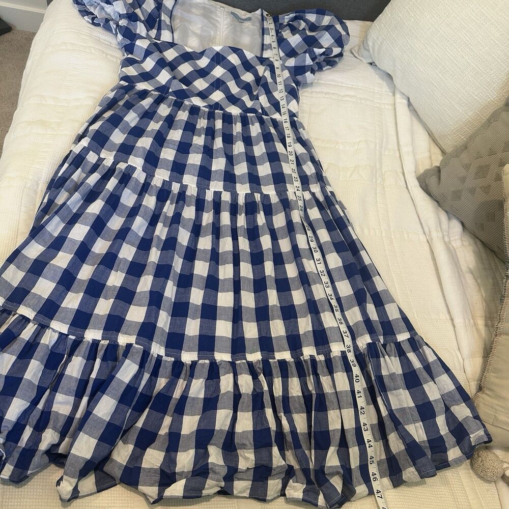 Antonio Melani Dress Women’s Size 12 Blue Gingham Midi Lined Cottagecore Dorothy - Picture 12 of 14